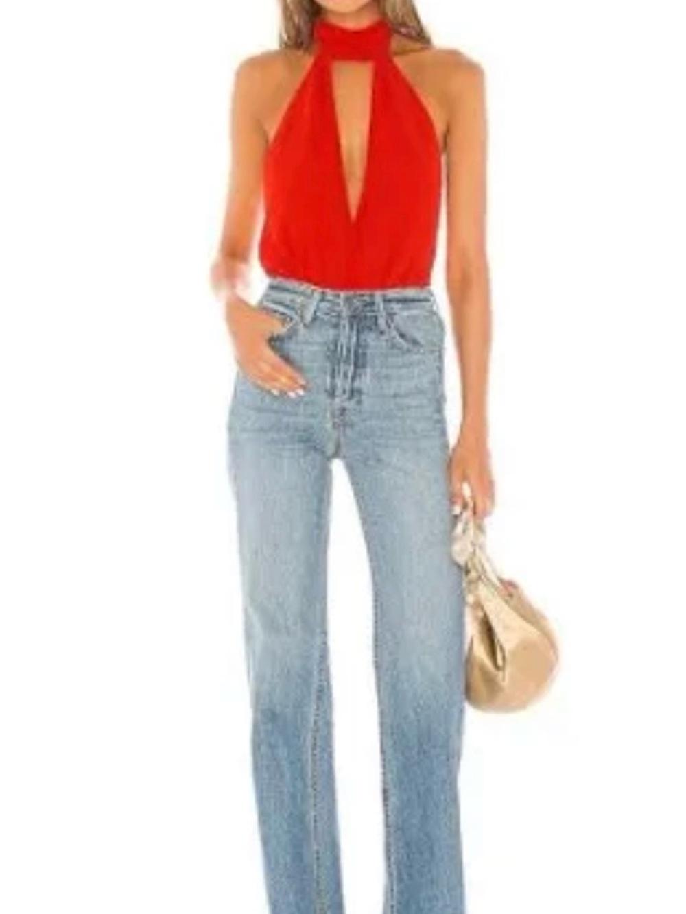 Lovers + Friends Red One-Shoulder Bodysuit